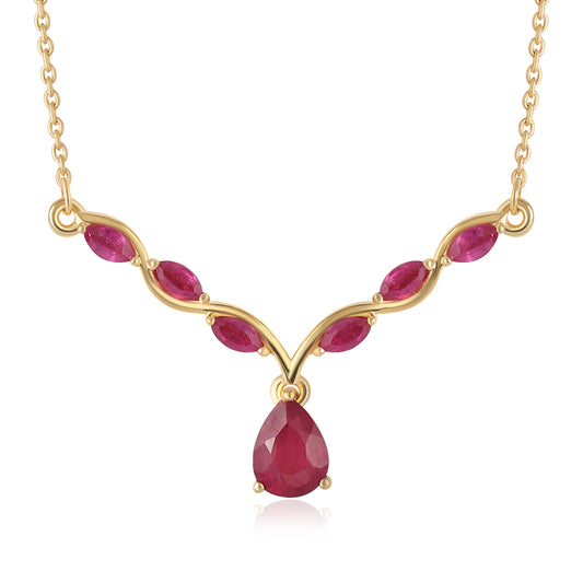 Collar de Plata Bañada en Oro con Rubí de Mozambique