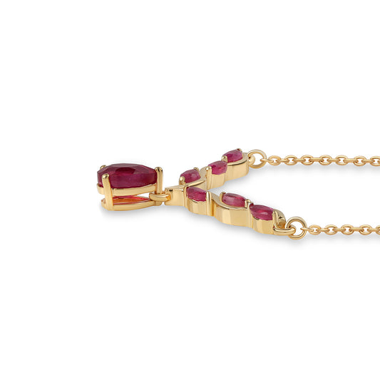Collar de Plata Bañada en Oro con Rubí de Mozambique