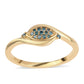 Anillo de Plata Bañada en Oro con Diamante Azul