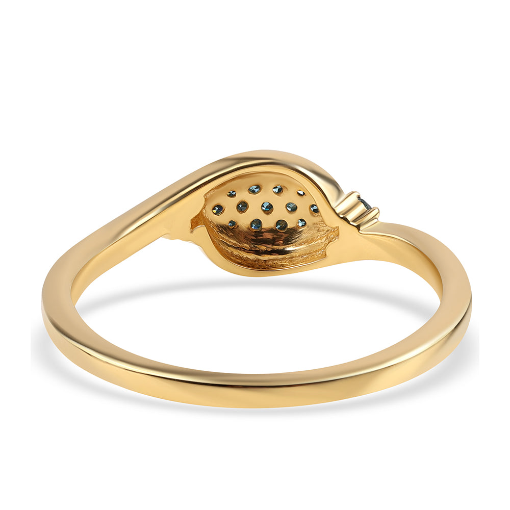 Anillo de Plata Bañada en Oro con Diamante Azul 3 