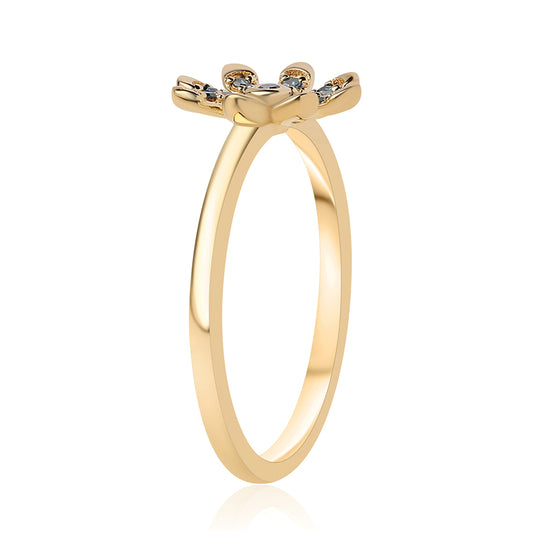 Anillo de Plata Bañada en Oro con Diamante Azul