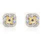 Conjunto de Plata Bañada en Oro con Diamante Azul y Topacio Blanco ( Pendientes +Anillo +Colgante )