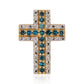 Cruz Colgante de Plata Bañada en Oro con Diamante Azul y Diamante blanco