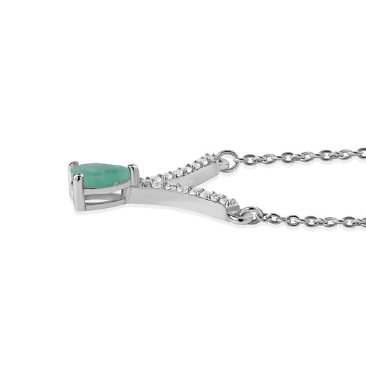 Collar de Plata con Esmeralda de Brasil y Topacio Blanco