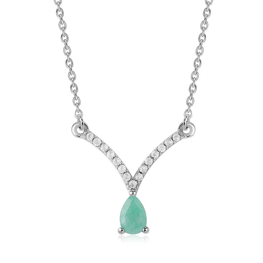 Collar de Plata con Esmeralda de Brasil y Topacio Blanco