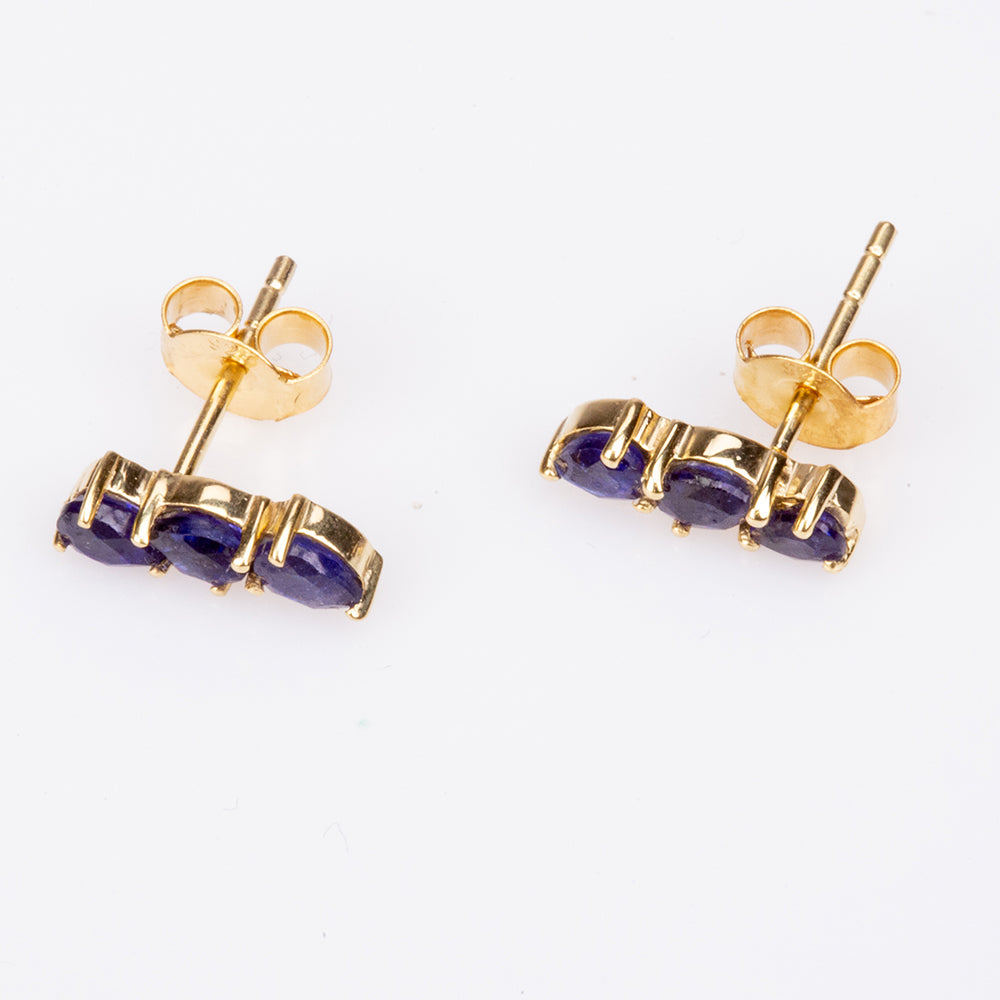 Pendientes de Plata Bañada en Oro con Zafiro Azul Australiano 3 