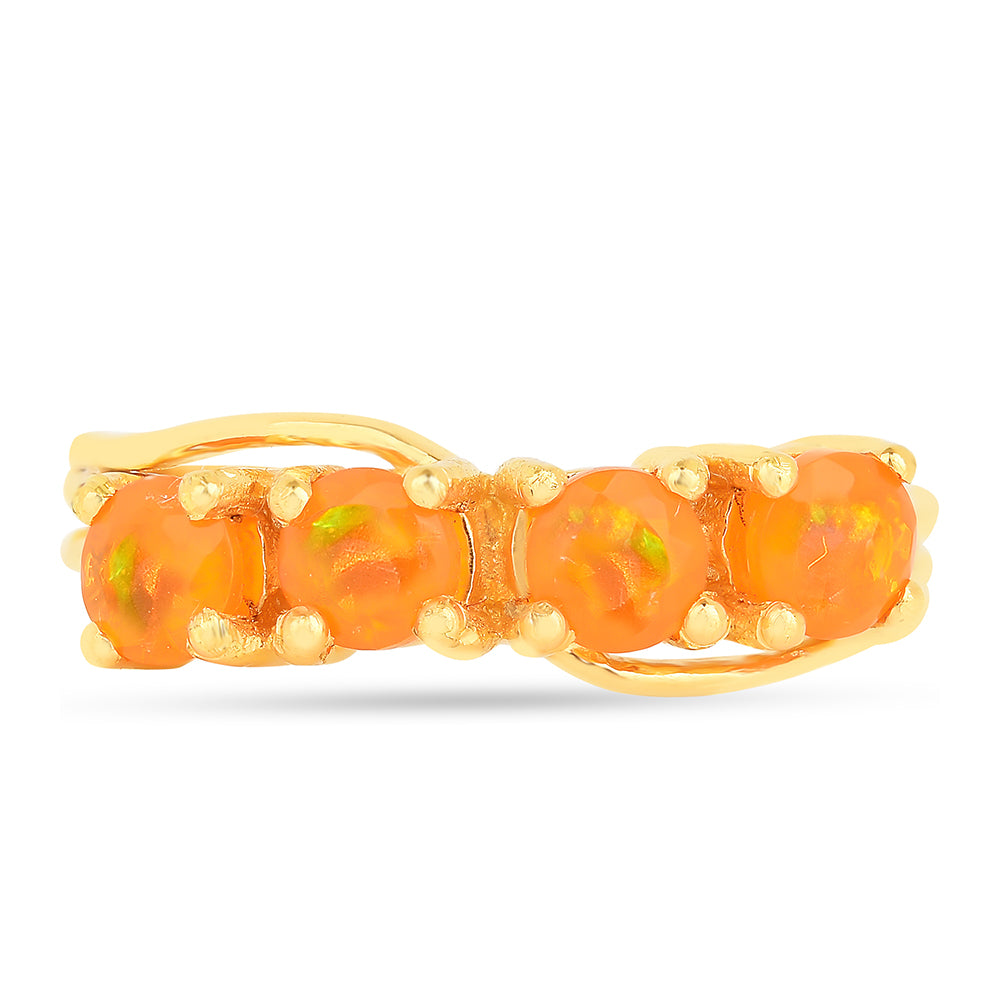 Anillo de Plata Bañada en Oro con Ópalo Fuego 1 