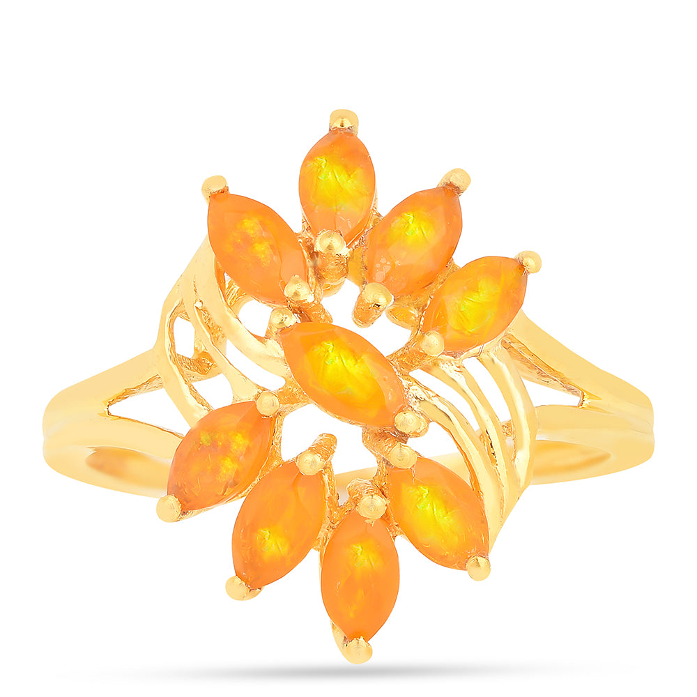 Anillo de Plata Bañada en Oro con Ópalo Fuego 1 