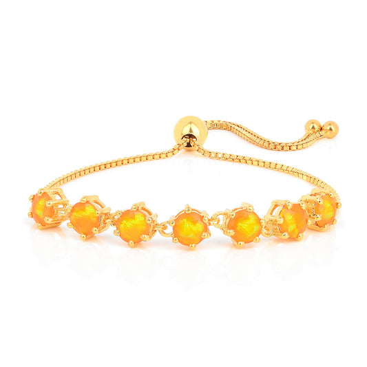 Pulsera de Plata Bañada en Oro con Ópalo Fuego