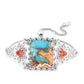 Pulsera de Plata con Turquesa Ostra y Coral Rojo