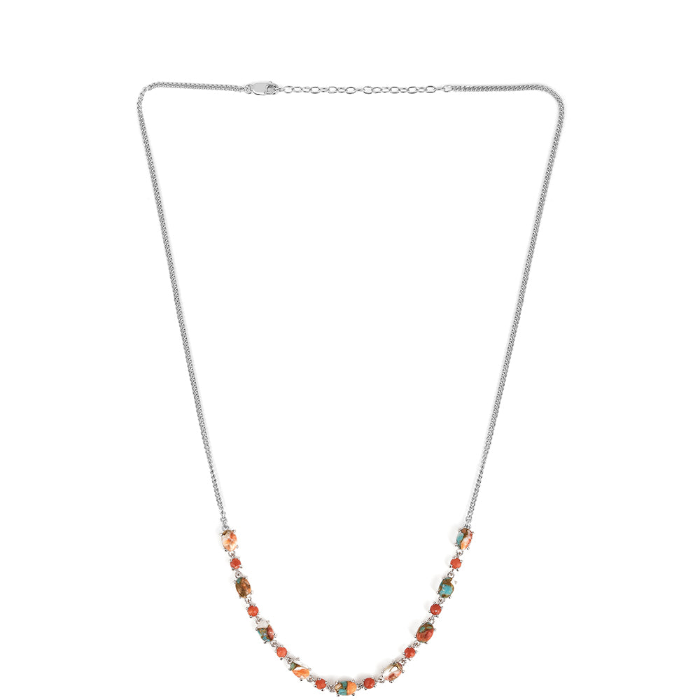 Collar de Plata con Turquesa Ostra y Coral Rojo