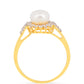 Anillo de Plata Bañada en Oro con Perla de Agua Dulce Crema y Zircón Blanco