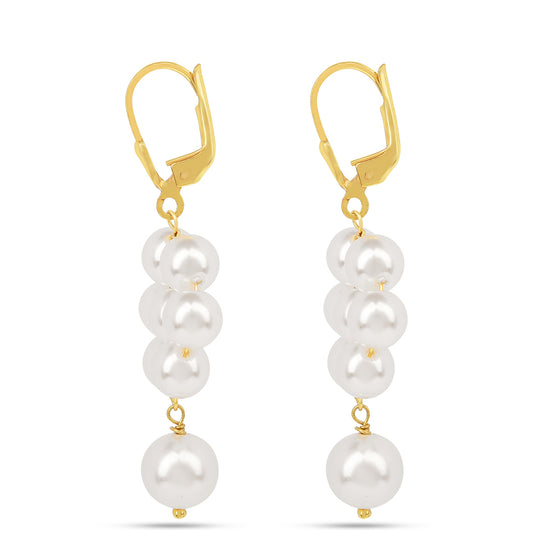 Pendientes de Plata Bañada en Oro con Perla de Agua Dulce Crema
