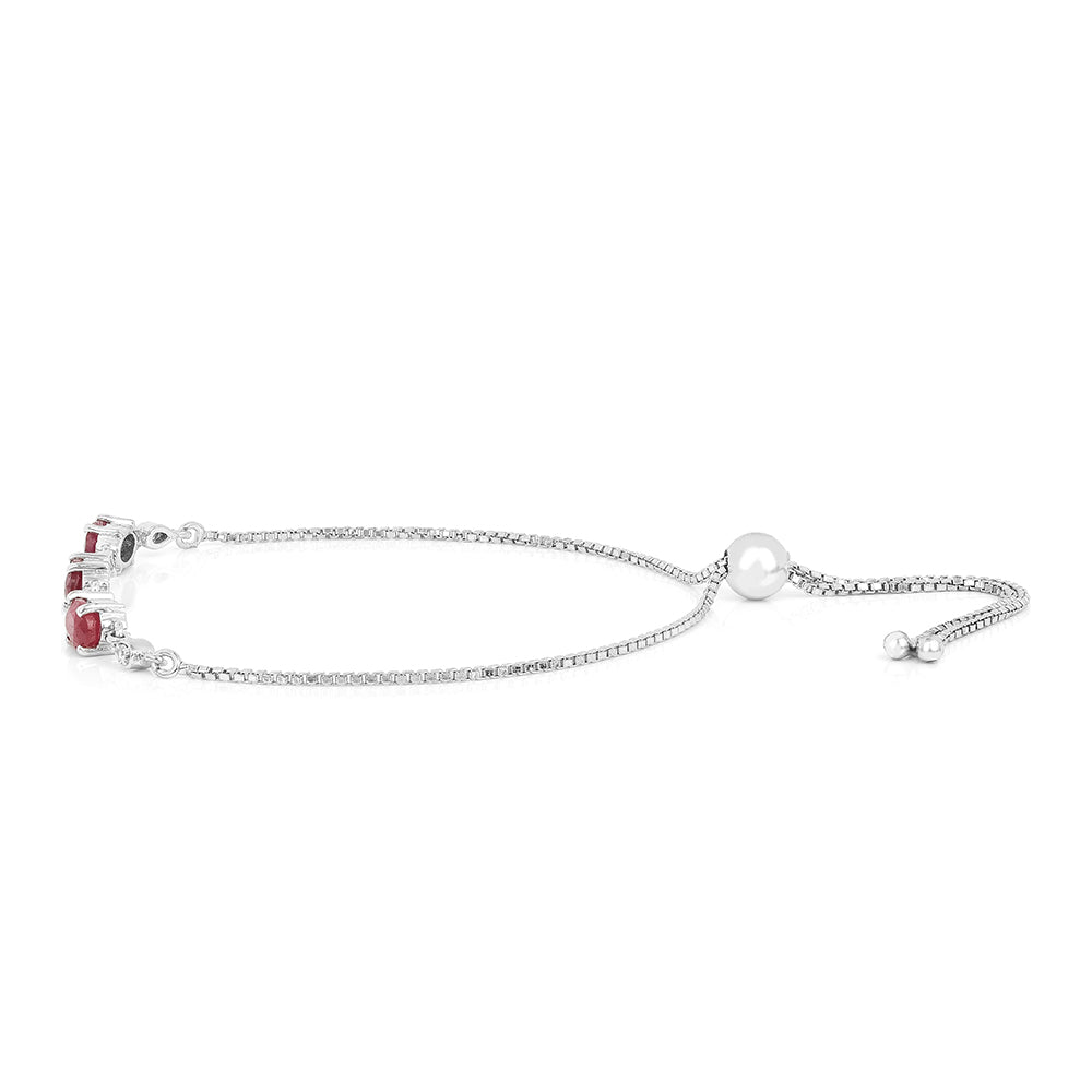 Pulsera de Plata con Rubí de Tailandia y Zircón Blanco 2 