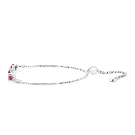 Pulsera de Plata con Rubí de Tailandia y Zircón Blanco