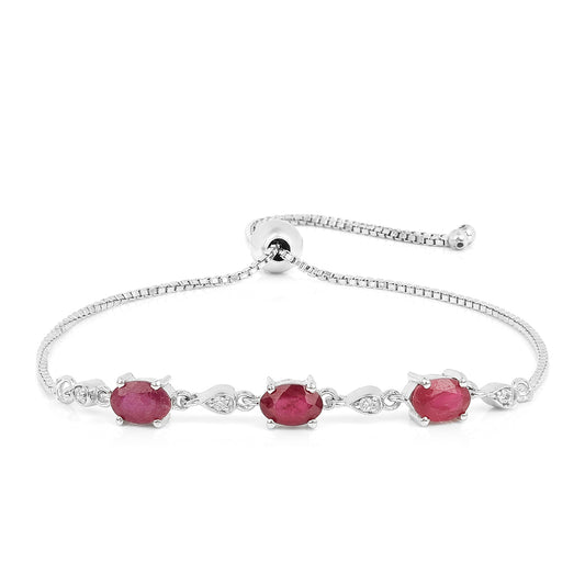 Pulsera de Plata con Rubí de Tailandia y Zircón Blanco