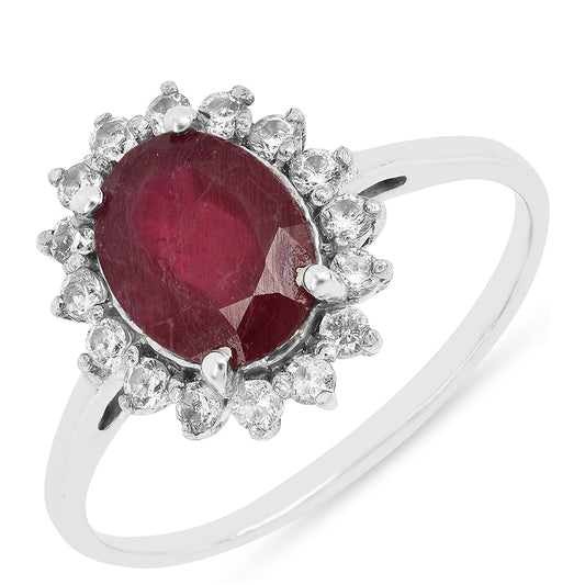 Anillo de Plata con Rubí de Tailandia y Zircón Blanco