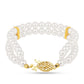 Pulsera de Plata Bañada en Oro con Perla de Agua Dulce Crema y Zircón Blanco