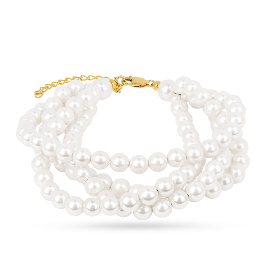 Pulsera de Plata Bañada en Oro con Perla de Agua Dulce Crema