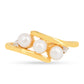 Anillo de Plata Bañada en Oro con Perla de Agua Dulce Crema y Zircón Blanco