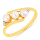 Anillo de Plata Bañada en Oro con Perla de Agua Dulce Crema y Zircón Blanco