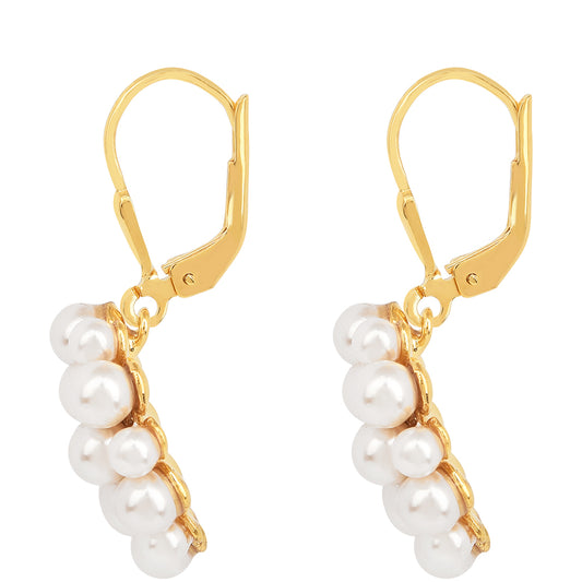 Pendientes de Plata Bañada en Oro con Perla de Agua Dulce Crema
