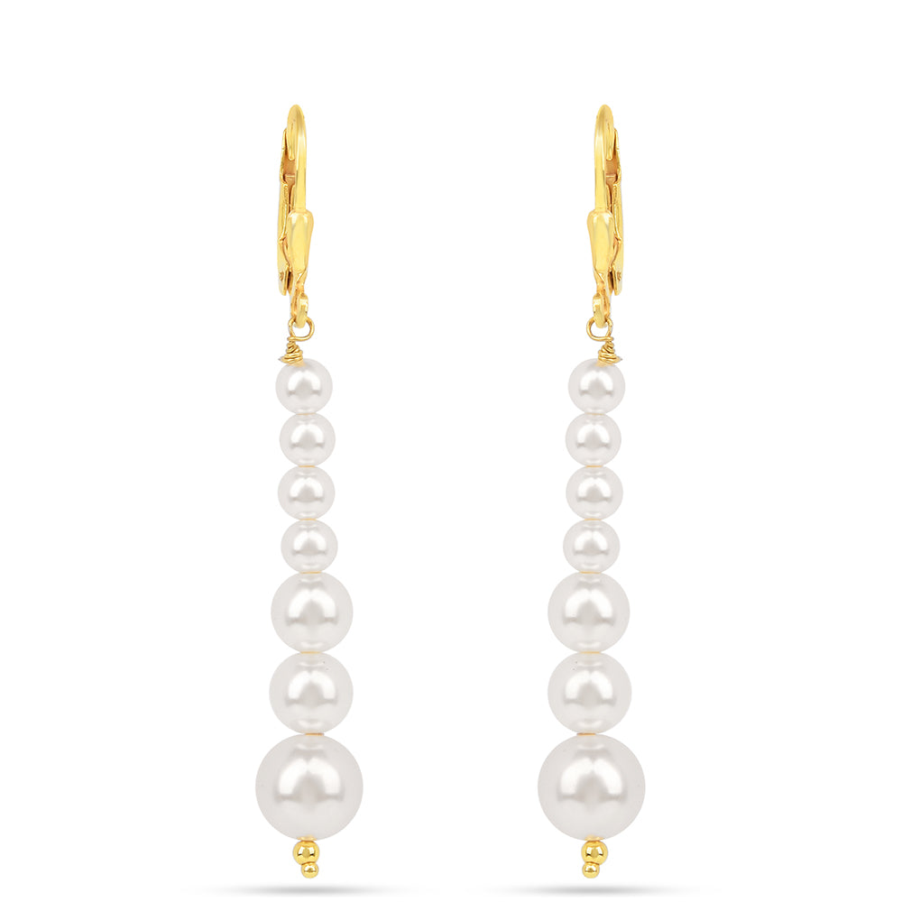 Pendientes de Plata Bañada en Oro con Perla de Agua Dulce Crema 1 