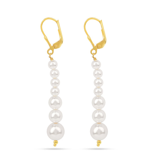 Pendientes de Plata Bañada en Oro con Perla de Agua Dulce Crema