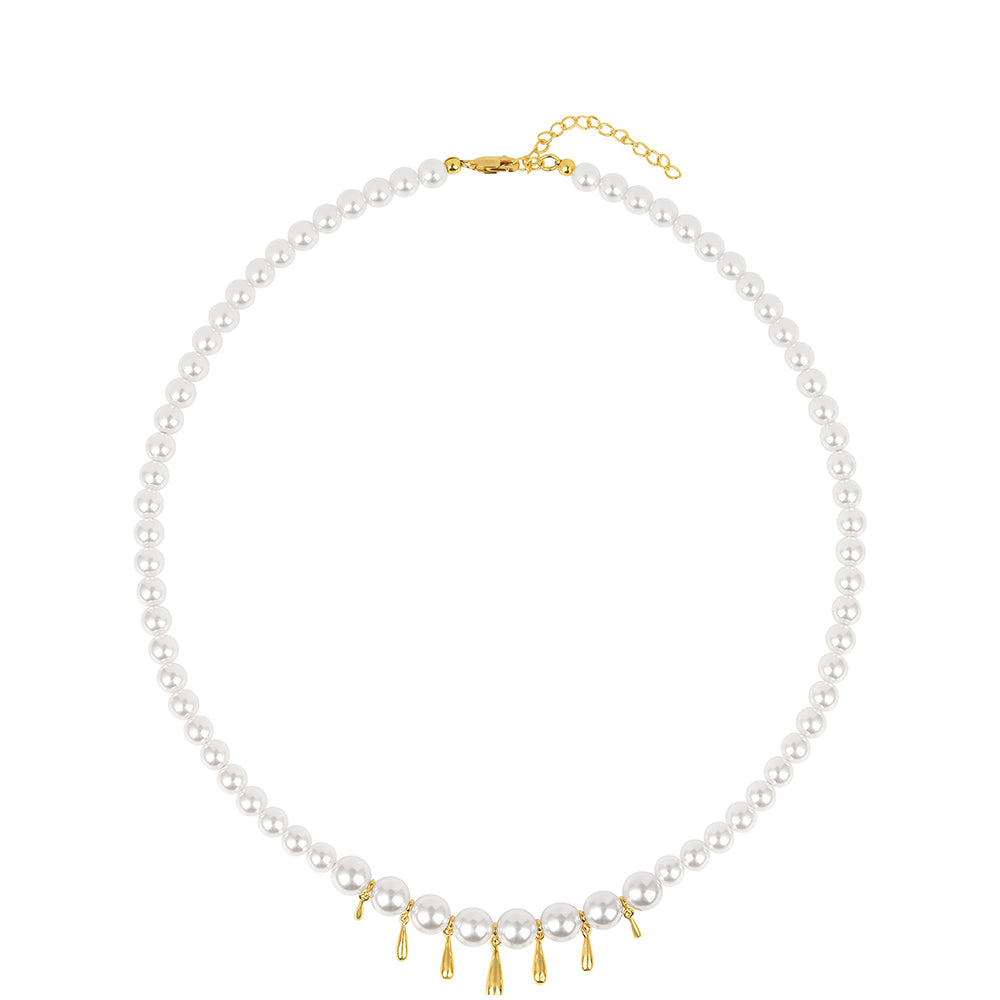 Collar de Plata Bañada en Oro con Perla de Agua Dulce Crema 1 