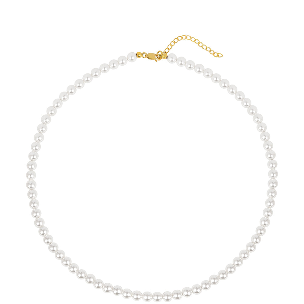 Collar de Plata Bañada en Oro con Perla de Agua Dulce Crema