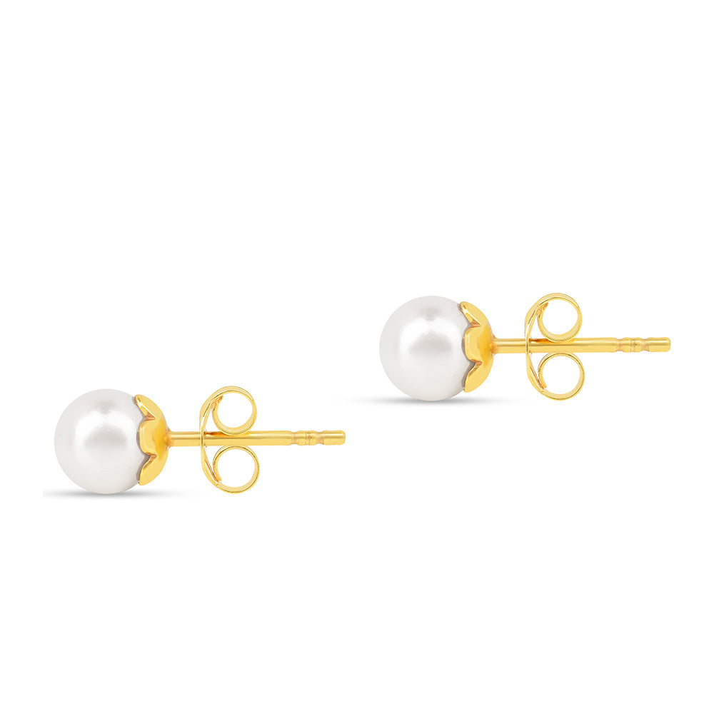Conjunto de Plata Bañada en Oro con Perla de Agua Dulce Crema ( Pendientes +Pulsera ) 5 