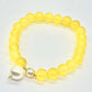 Pulsera de Plata Bañada en Oro con Jadeíta amarilla del río Marsden y Perla de cristal