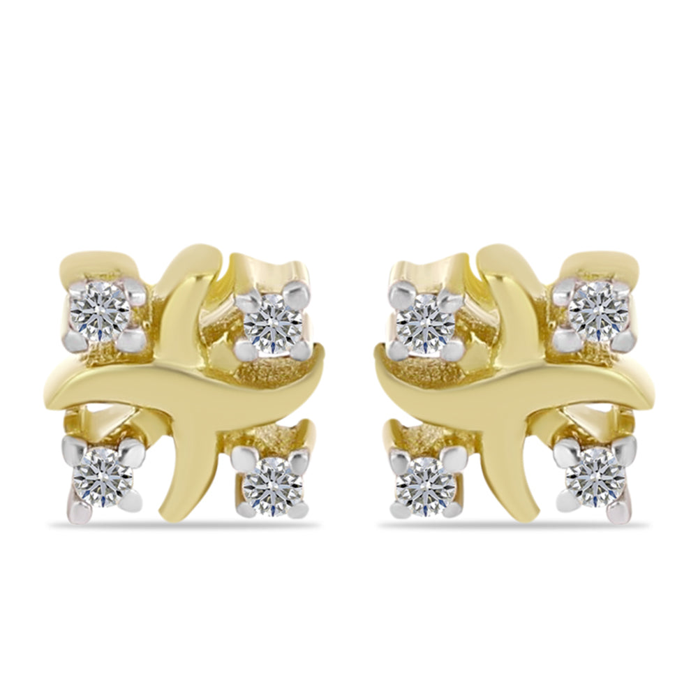 Pendientes de Plata Bañada en Oro con Diamante blanco 3 