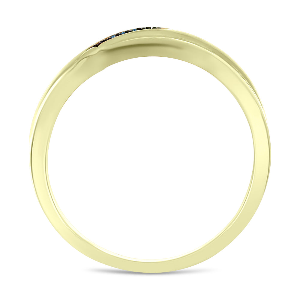 Anillo de Plata Bañada en Oro con Diamante Azul 2 