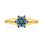 Anillo de Plata Bañada en Oro con Diamante Azul
