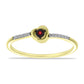Anillo de Plata Bañada en Oro con Diamante Rojo y Zircón Blanco