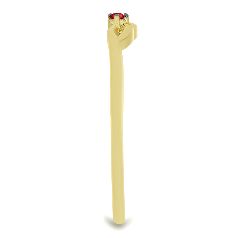 Anillo de Plata Bañada en Oro con Diamante Rojo 4 