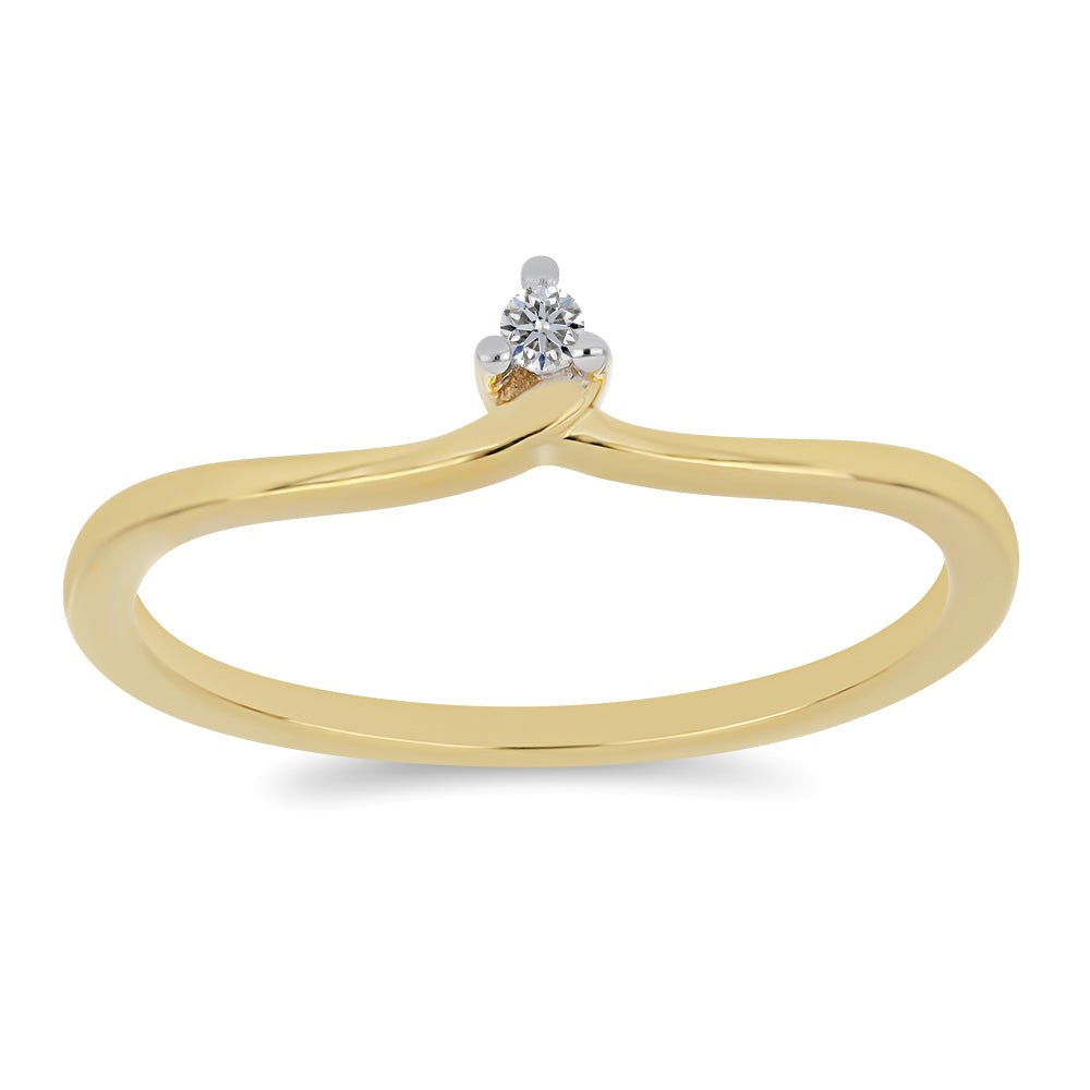 Anillo de Plata Bañada en Oro con Diamante blanco 3 