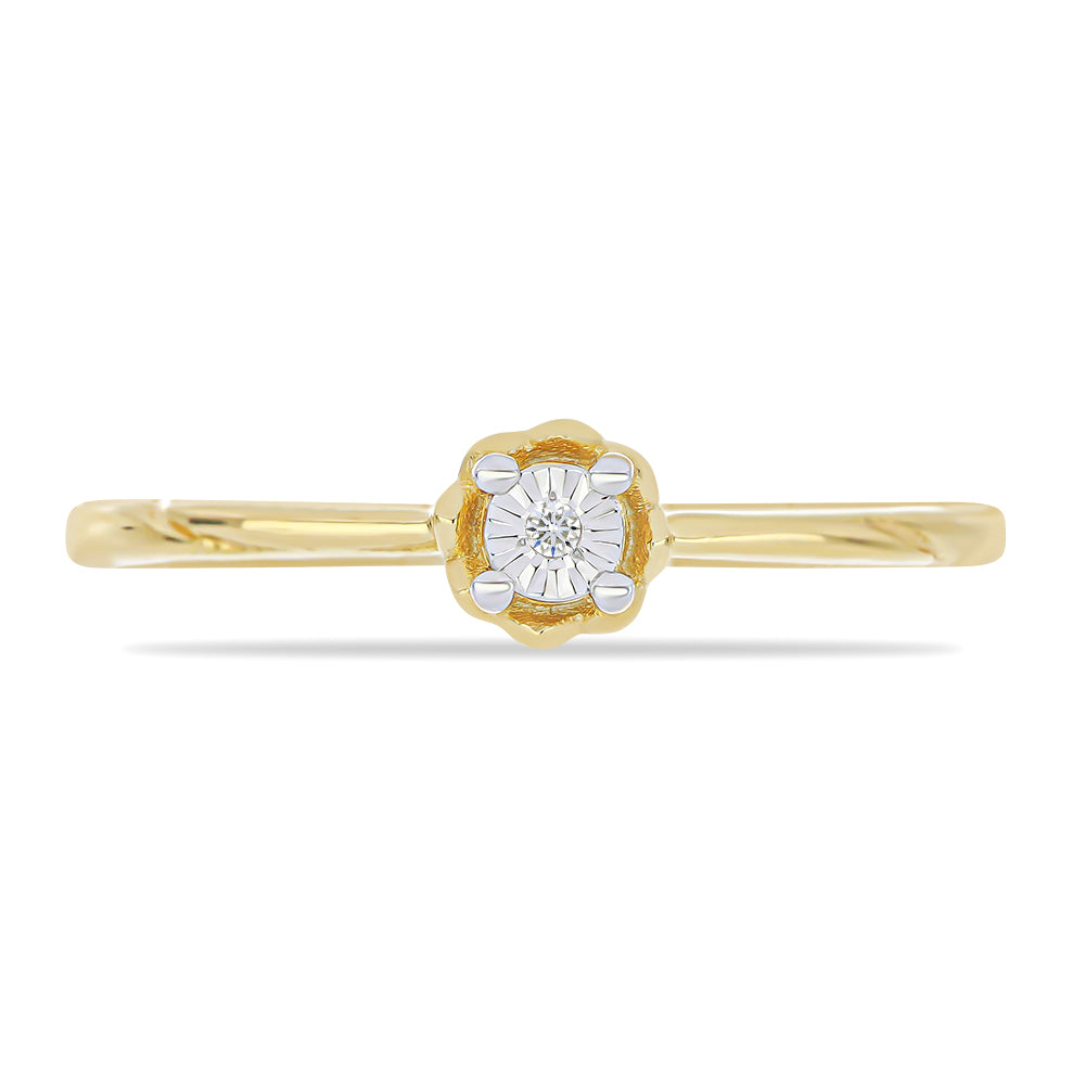 Anillo de Plata Bañada en Oro con Diamante blanco 1 