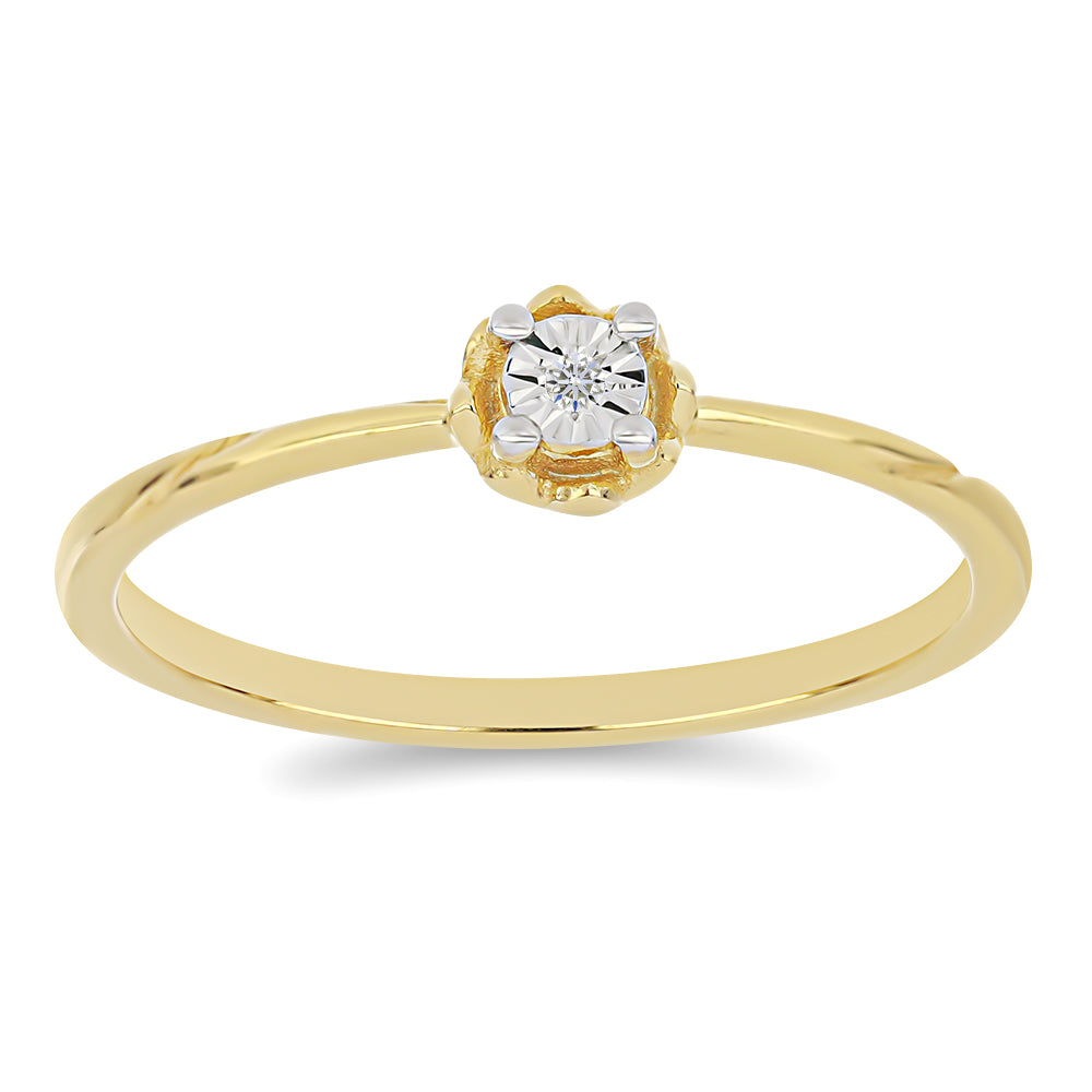 Anillo de Plata Bañada en Oro con Diamante blanco 3 