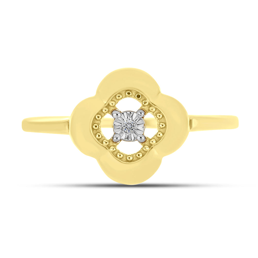 Anillo de Plata Bañada en Oro con Diamante blanco 1 