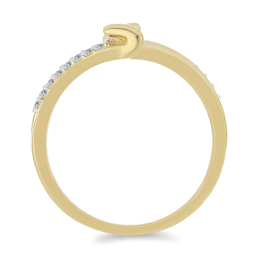 Anillo de Plata Bañada en Oro con Diamante blanco y Zircón Blanco 2 