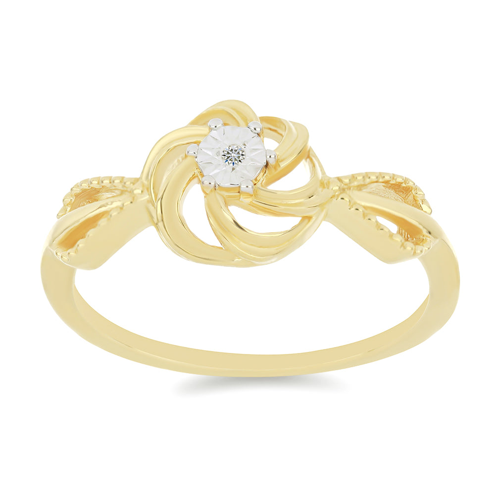 Anillo de Plata Bañada en Oro con Diamante blanco
