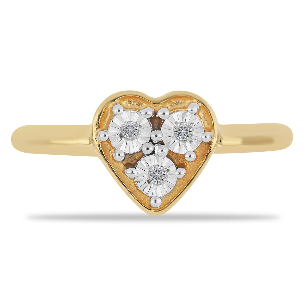 Anillo de Plata Bañada en Oro con Diamante blanco