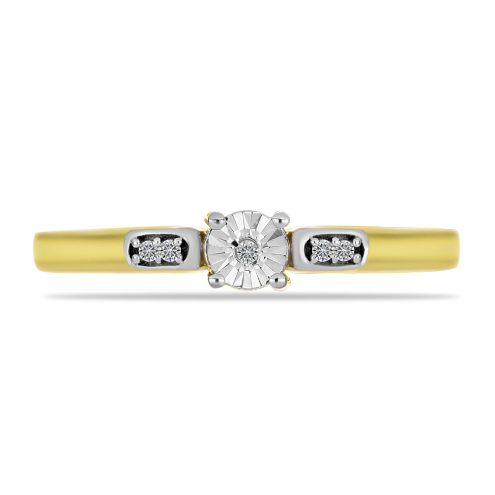 Anillo de Plata Bañada en Oro con Diamante blanco