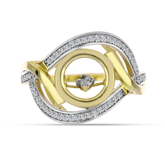 Anillo de Plata Bañada en Oro con Diamante blanco y Zircón Blanco