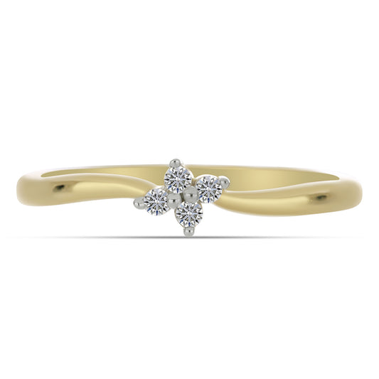 Anillo de Plata Bañada en Oro con Diamante blanco