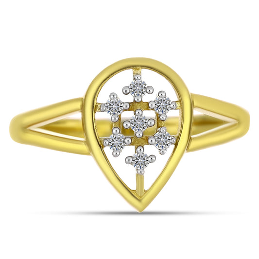 Anillo de Plata Bañada en Oro con Diamante blanco