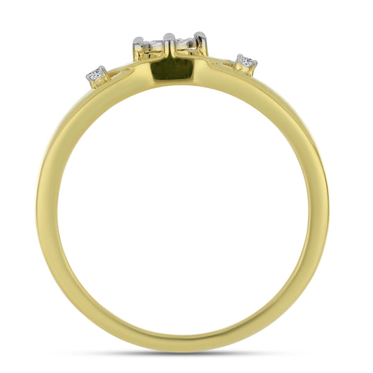 Anillo de Plata Bañada en Oro con Diamante blanco y Zircón Blanco