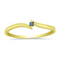 Anillo de Plata Bañada en Oro con Diamante Azul